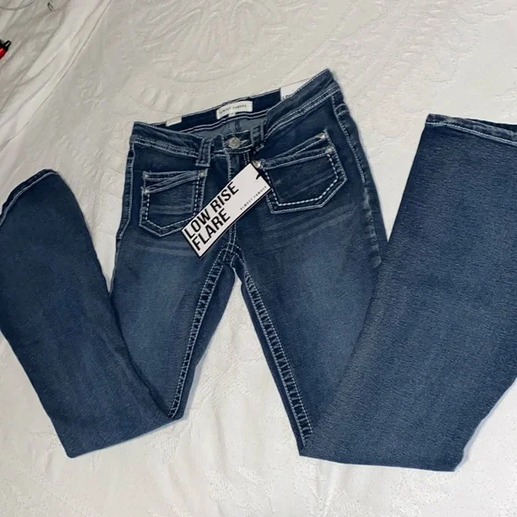 Almost Famous Jeans Almost Famous Low Rise Flare Heavystitch